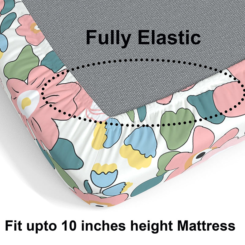 Doodled Blossoms I Fitted Microfiber Microfiber Bedsheet - 150 GSM media 7