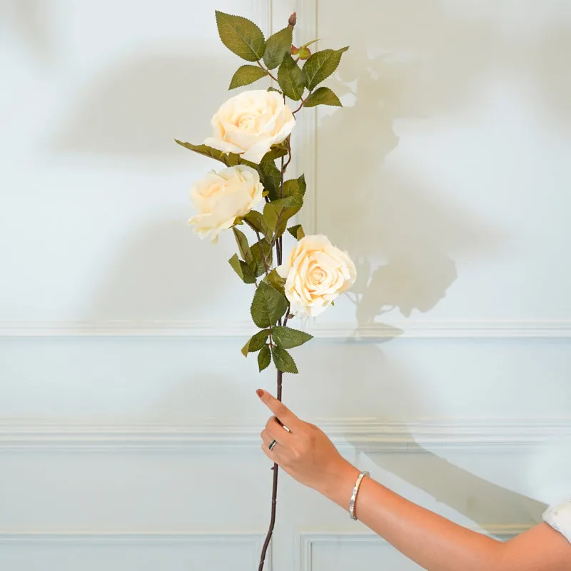 Faux Autumn Rose Flower Stick (White) - 36 CM media 1