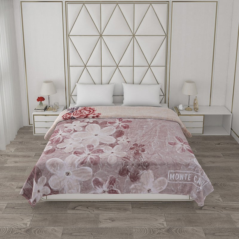 Monte Carlo Blush Blossom Reversible Blanket - 850 GSM - Queen/Double