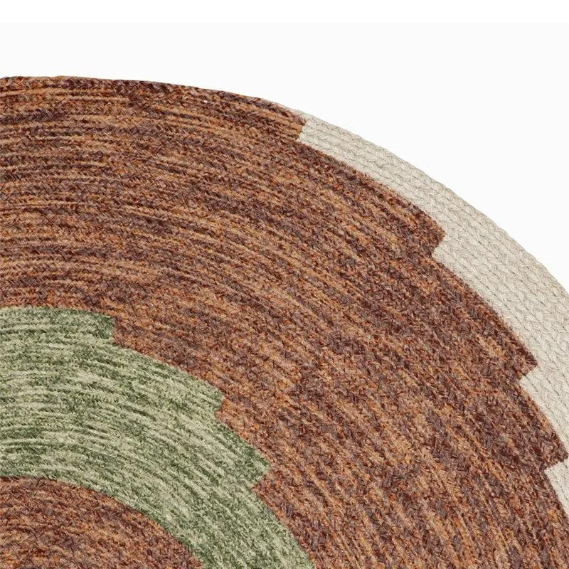 Spiro Round Cotton Cotton Rug - Green & Brown media 5