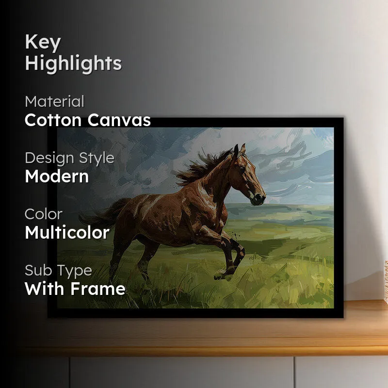 Galloping Roan Stallion Wall Art with Black Frame media 2