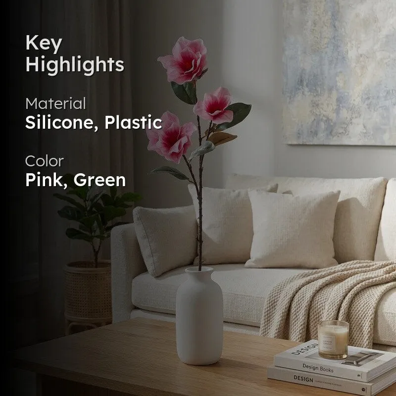 Floreva Magnolia Silicone Artificial Flower - Pink media 2