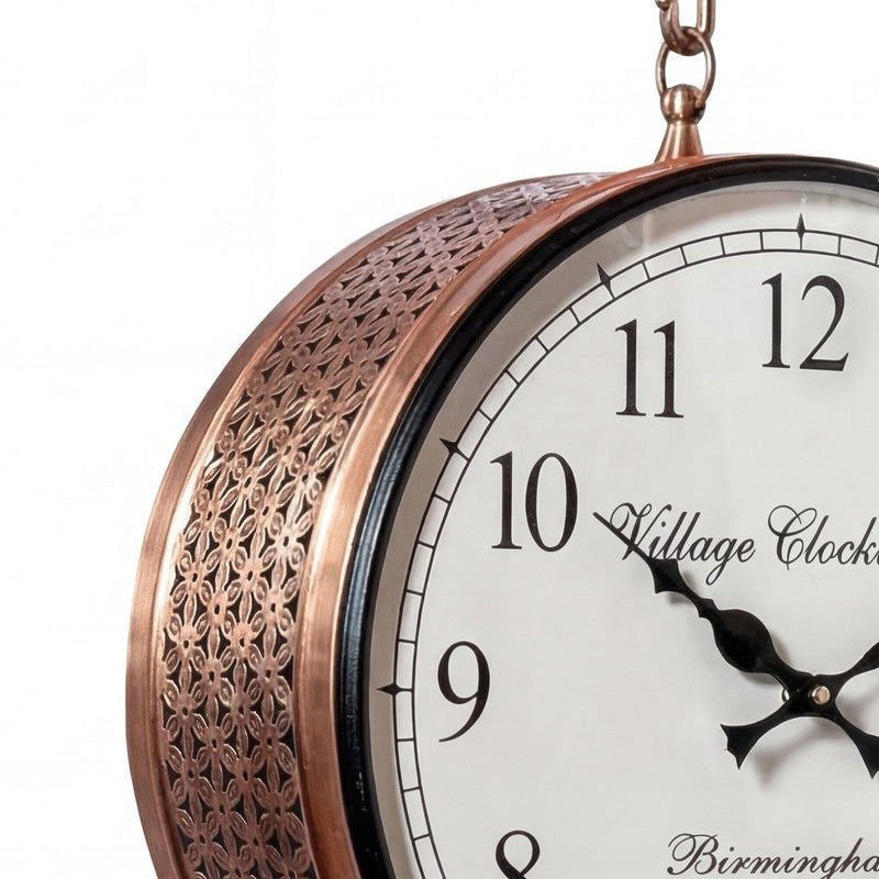 Platform Precision Double - Sided Vintage Wall Clock - Copper media 8