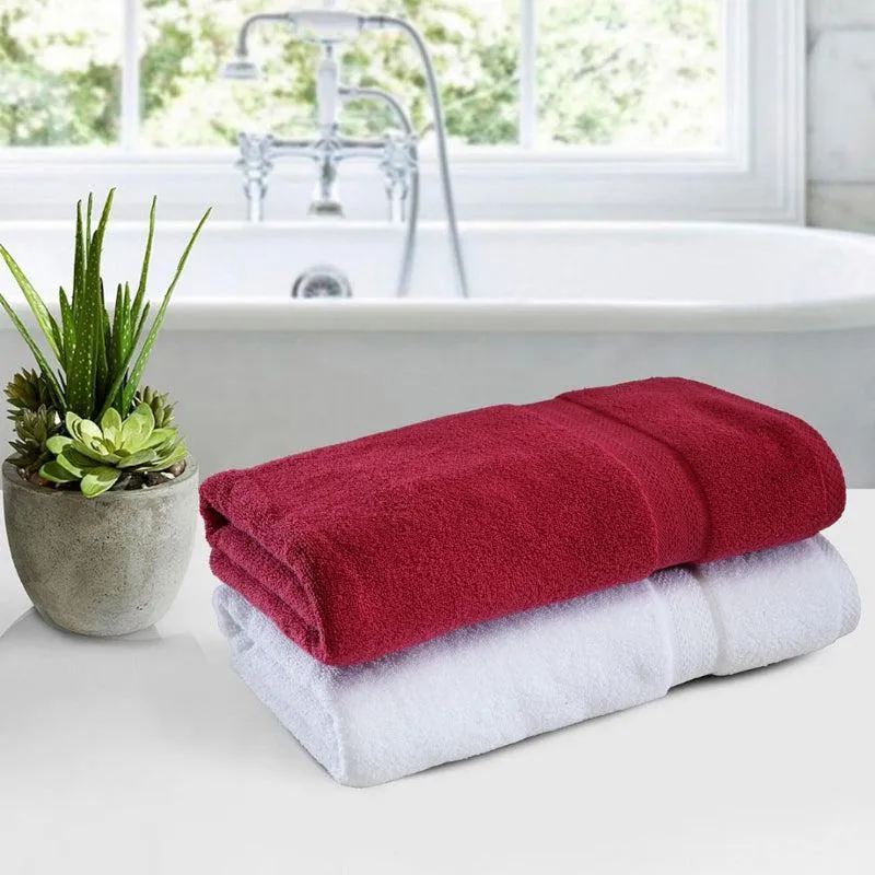 Miorah Bath Towel (Red & White) - Set Of Two media 1