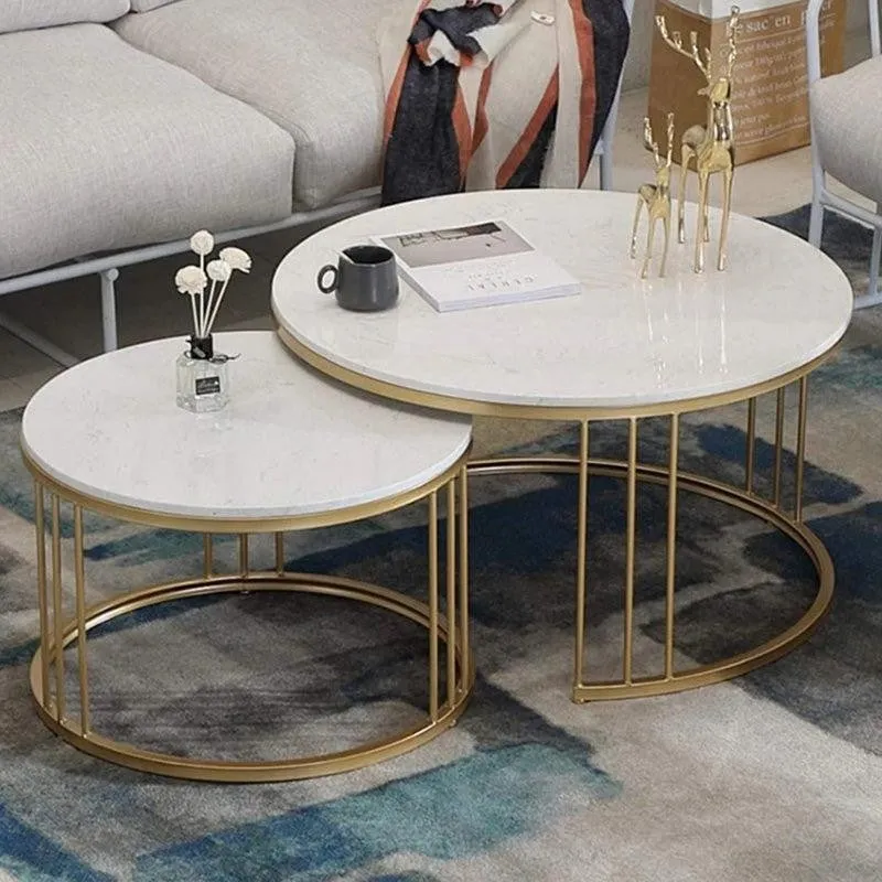 Luminar Drift Accent Table with Marble Top - Set Of Two media 1
