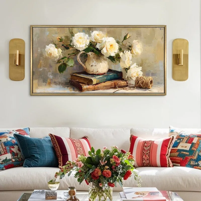 Ivory Garden Canvas Wall Painting With Frame media 1