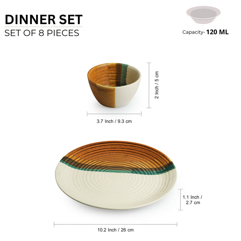Cinnamon Grove Handcrafted Ceramic Dinner Set (120 mL Each) - 8 Piece Set media 7