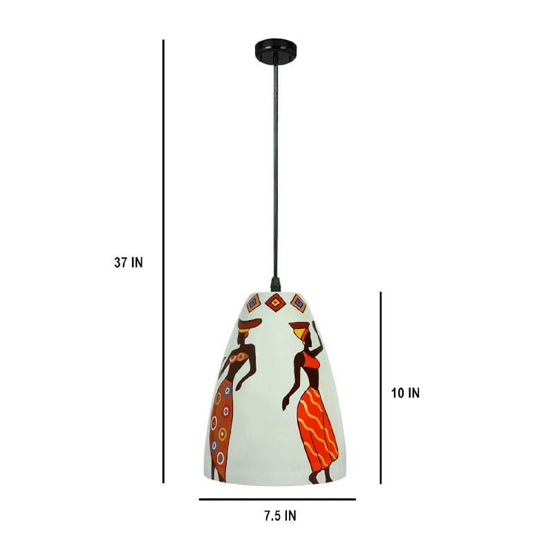 Tribal Tune Hand Painted Glass Ceiling Lamp media 5