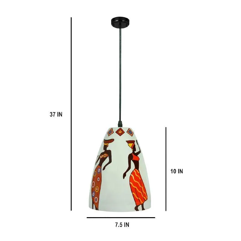 Tribal Tune Hand Painted Glass Ceiling Lamp media 5