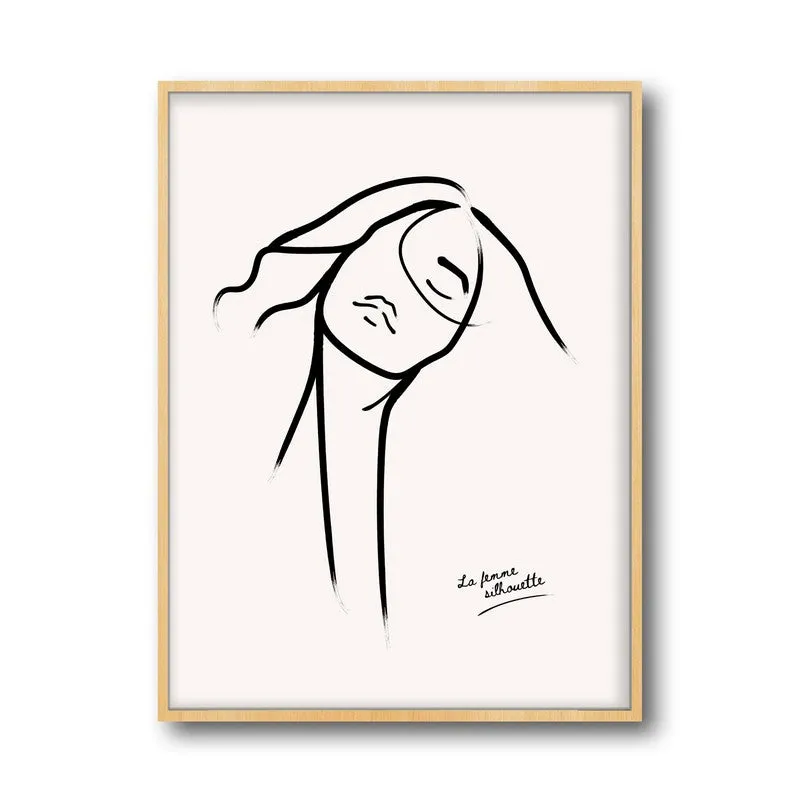 Lowered Gaze Canvas Wall Painting With Brown Frame media 3