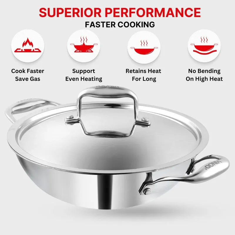 Vinod Stainless Steel Kadhai With Lid - 4500 mL/16 Inches media 7