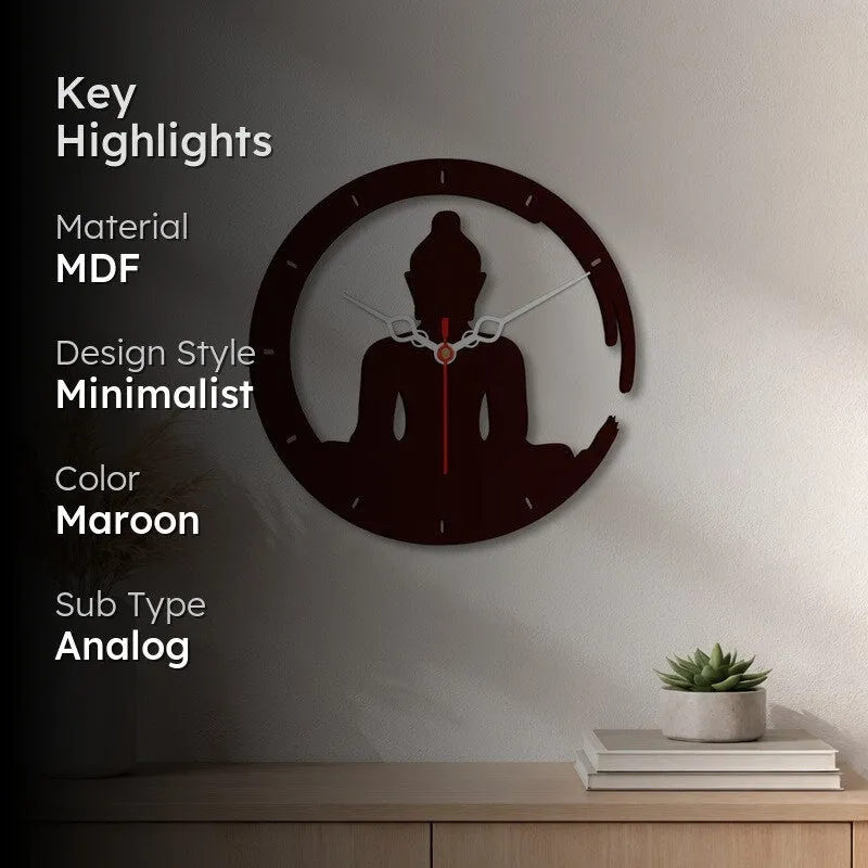 Serenity Buddha Wooden Wall Clock media 2
