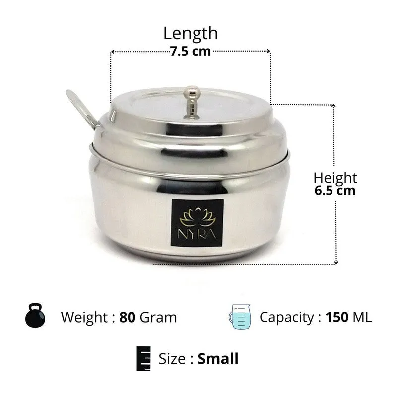 Jivara Stainless Steel Ghee Pot with Spoon - (150 ML) media 8