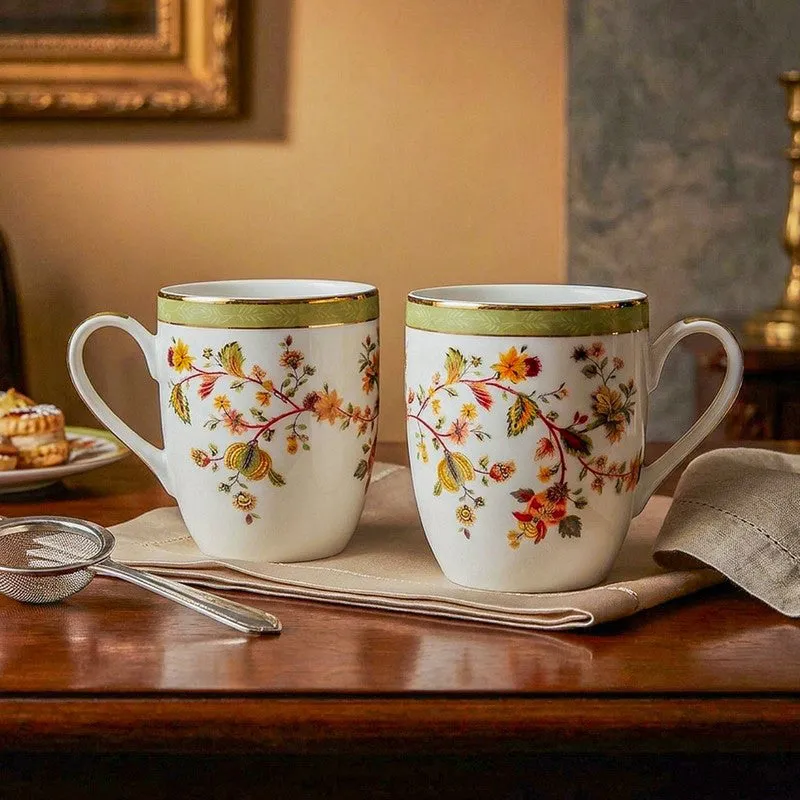 Painted 24k Gold Brushed Porcelain Coffee Mug (280 mL Each) - Set of Six media 3