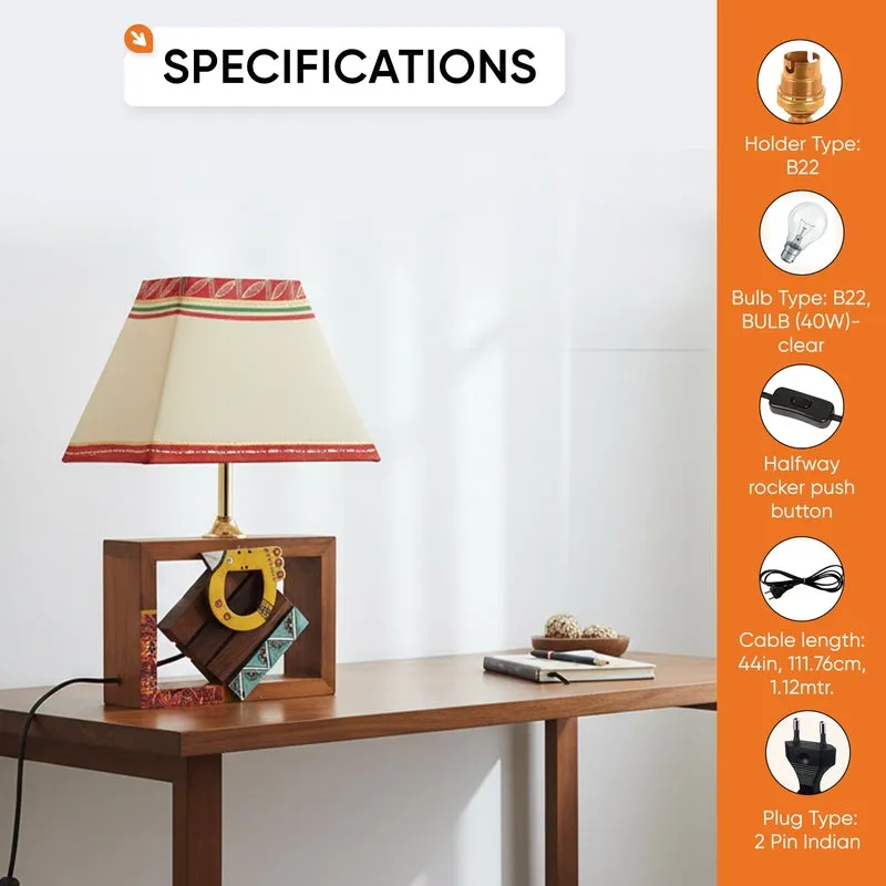 Eshwari Handcrafted Wooden Table Lamp - Multicolor media 4