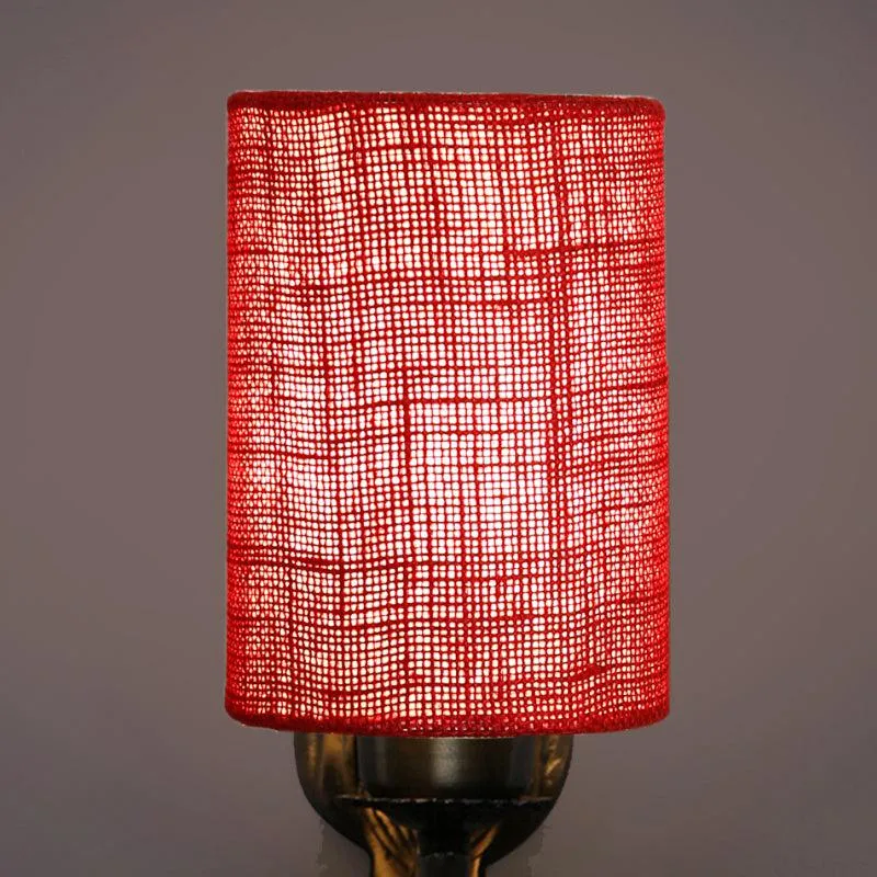 Love Gleam Atva Cylindrical Fabric & Metal Wall Lamp - Maroon media 4