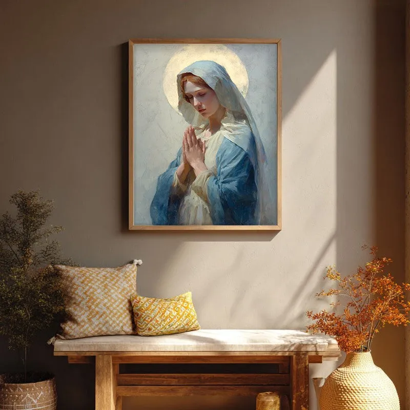Divine Calm Archival Paper Wall Painting With Brown Frame media 1