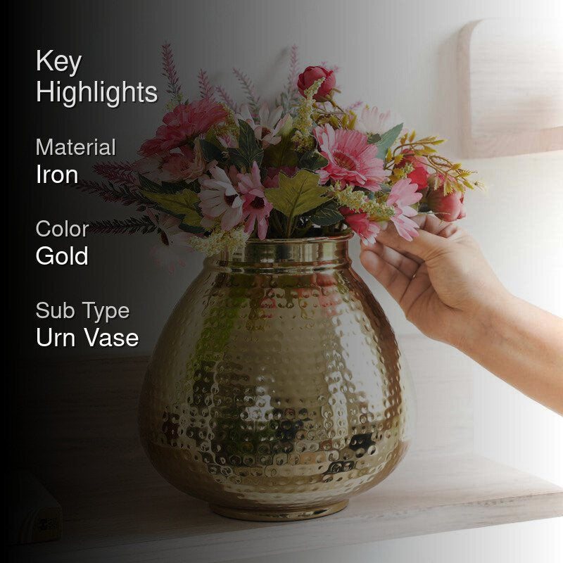 Lyrica Metal Hammered Vase media 2