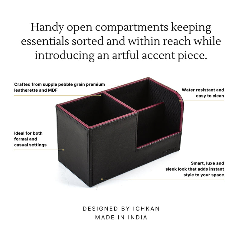 Tisca Faux Leather Desk Organizer - Black media 3