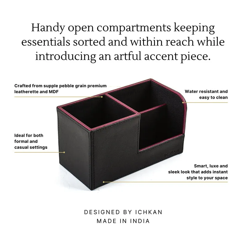 Tisca Faux Leather Desk Organizer - Black media 3