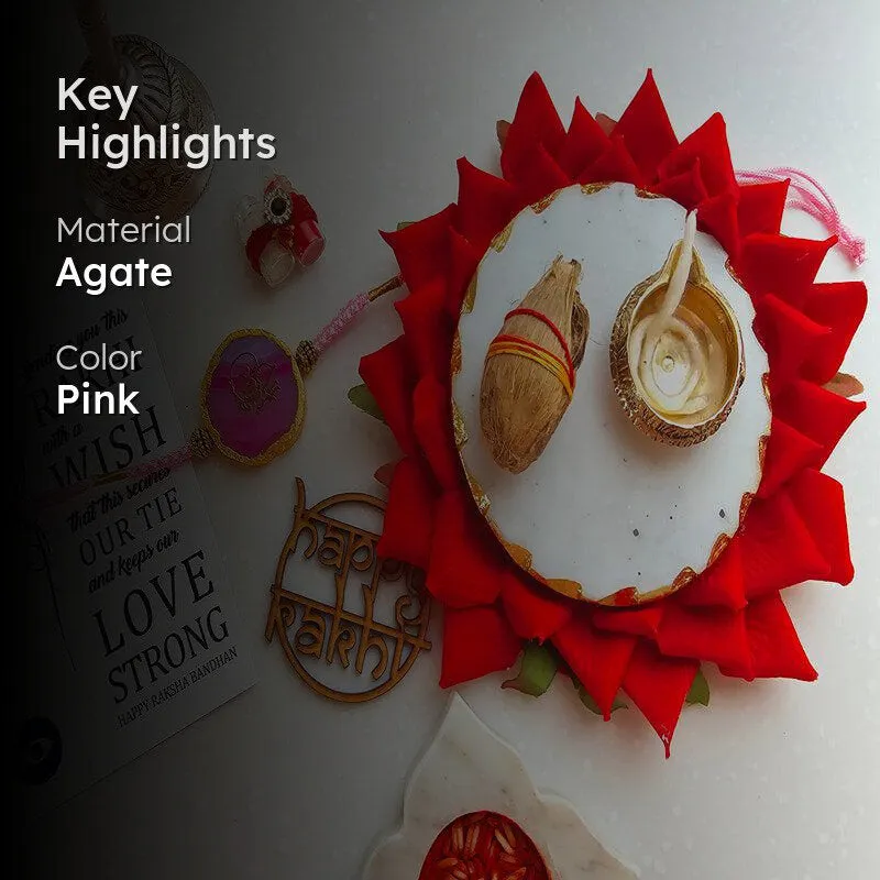Guru Ji Pink Agate Rakhi Gift Set media 2