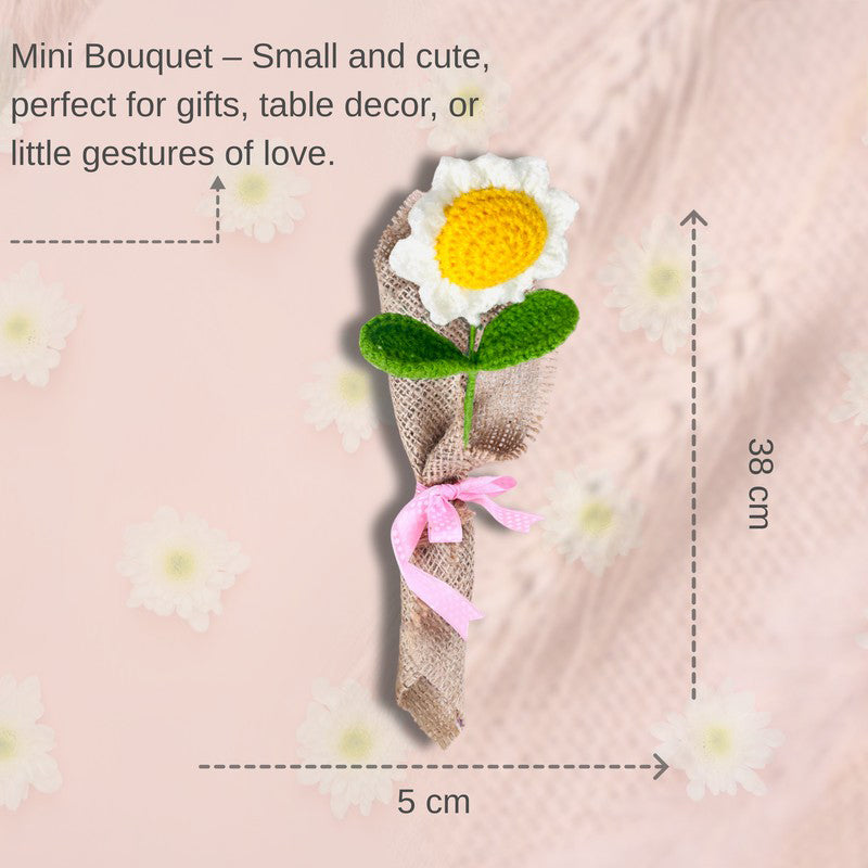 Crochet Handmade Sunflower Bouquet - White media 9