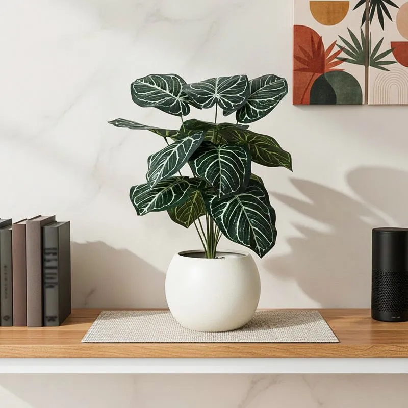 Faux Gimo Silk Plant With Black Plastic Pot - 55 cms media 1