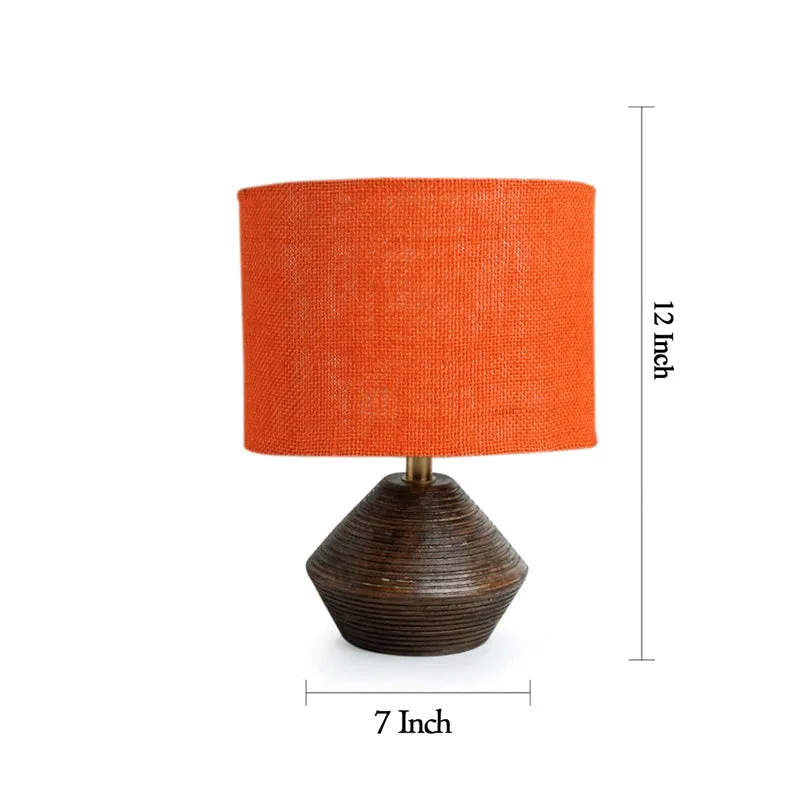 Yami Wooden Table Lamp With Jute Shade - Brown,Orange media 6