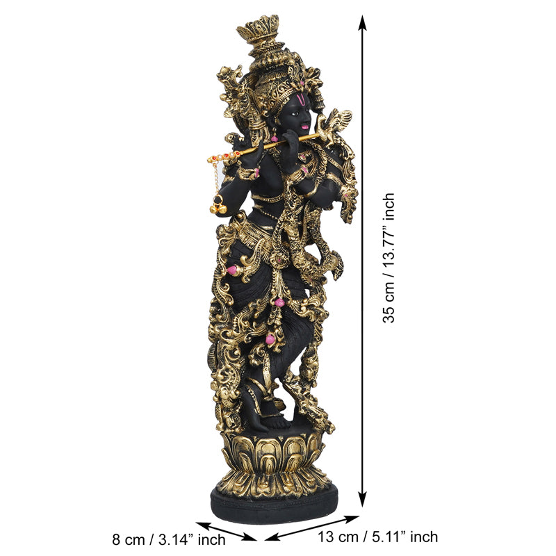 Krishna Murali Idol - Gold & Black media 6