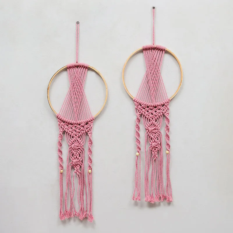 Knottic Macrame Fabric Wall Accent (Pink) - Set Of Two media 4