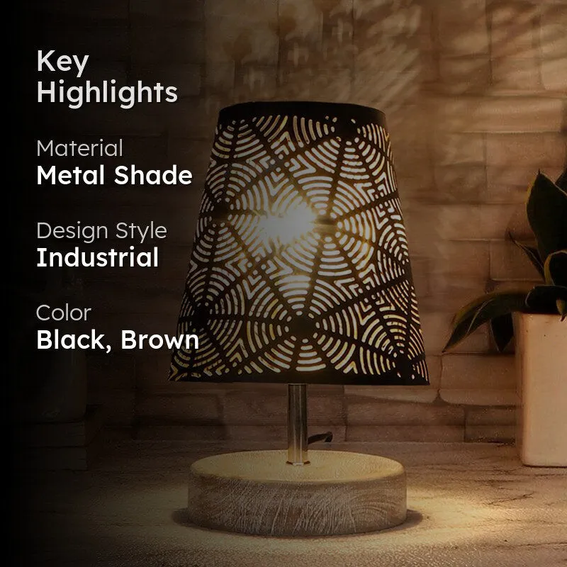 Rexa Etched Metal Table Lamp - Black,Brown media 2