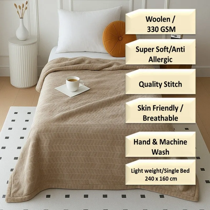 Solida Wool Blankets (Beige) - 330 GSM media 8