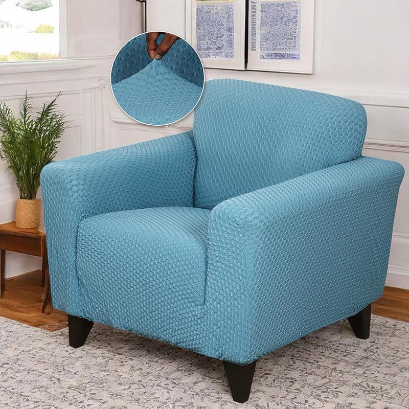 Pearl Cloud Solid Sofa Cover (Blue) - Single Seater media 3