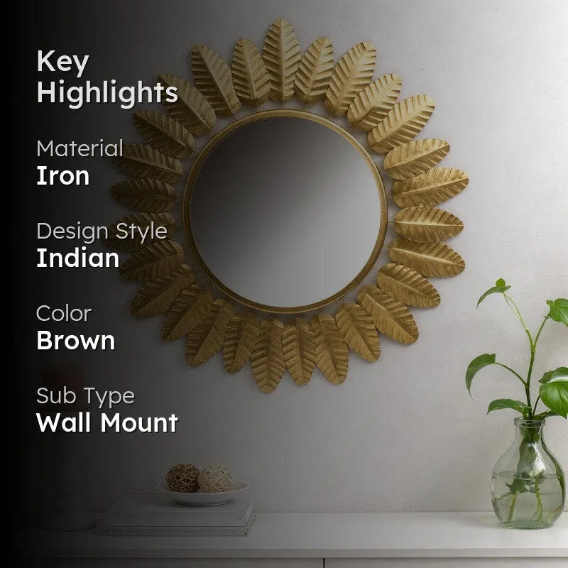 Celeste Floral Halo Wall Mirror (Brown) media 2