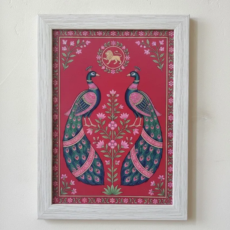 Majestic Mughal Motif Wall Paintinb With Frame - Set Of Three media 5