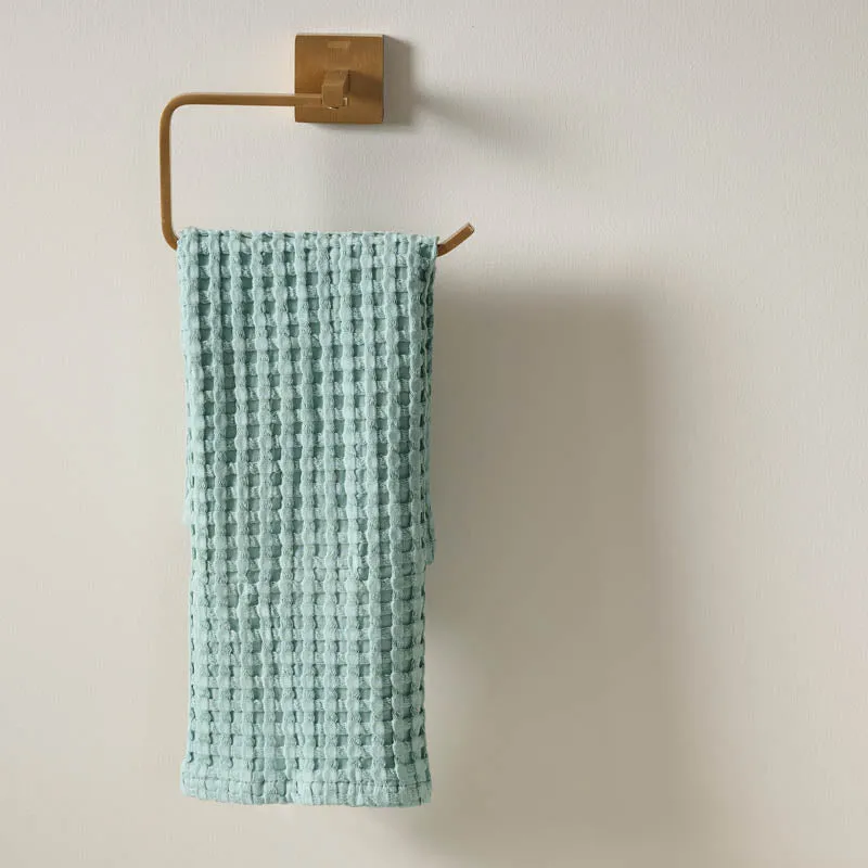 Fluffy Waffle Hand Towel (Blue) - Set Of Two media 3