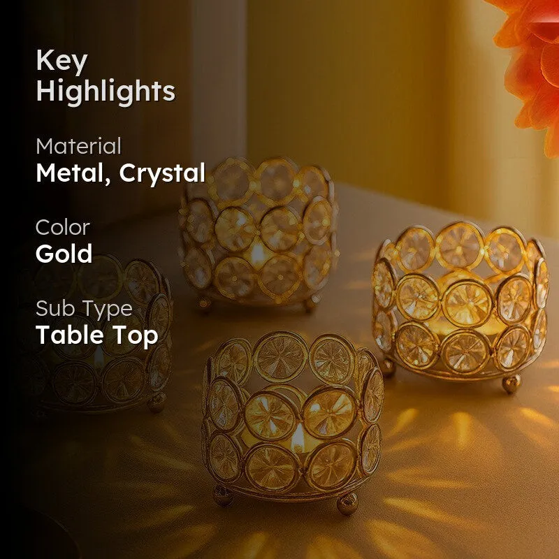 RadiantAura Adjustable Candle Holders (Gold) - Set Of Four media 2