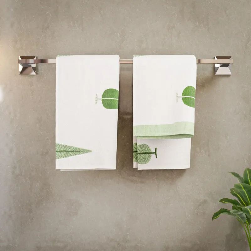 Palm Whisper Cotton Hand Towel (Green) - Set Of Two media 3