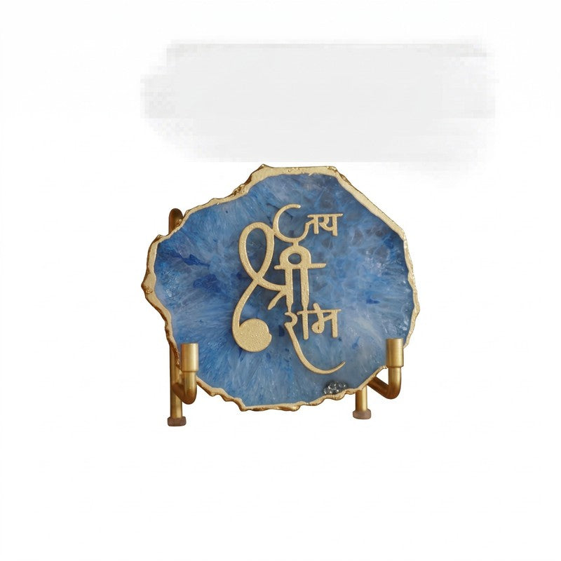 Jai Shri Ram Handcrafted Agate Religious Accent - Blue media 4