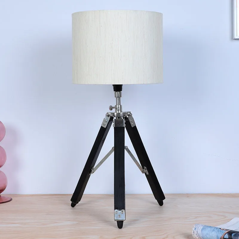 Urbane Solid Tripod Mango Wood Table Lamp - White,Black media 3