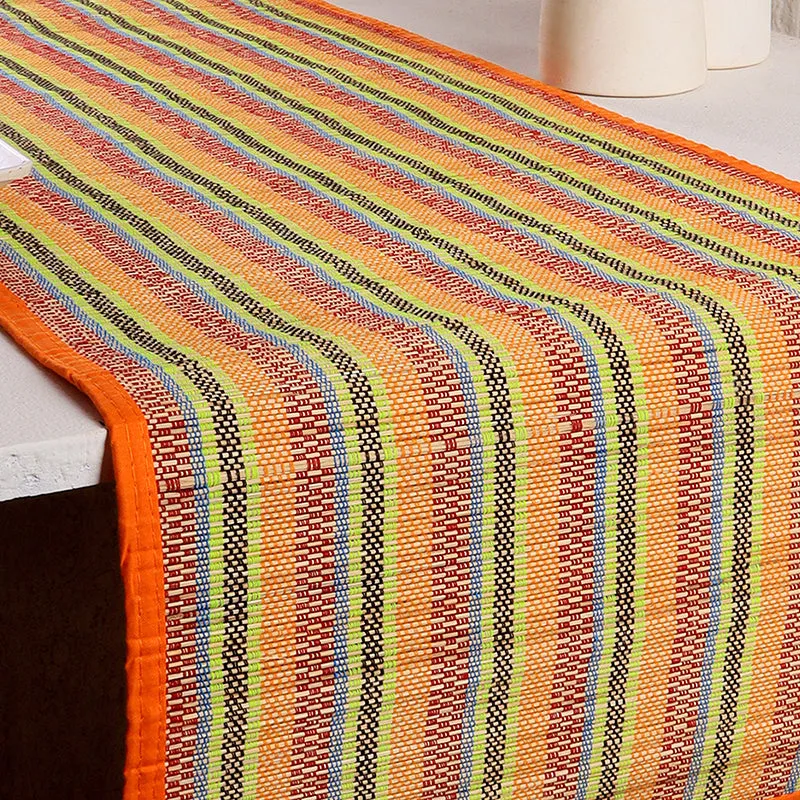 Chequered Zen Bamboo Table Runner - Orange media 4