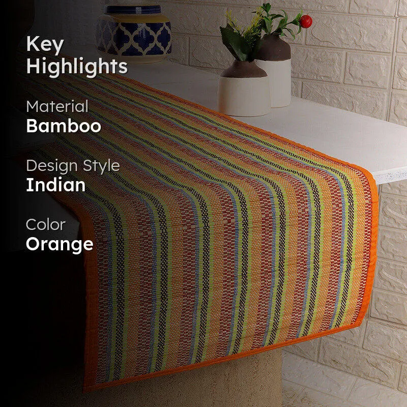 Chequered Zen Bamboo Table Runner - Orange media 2