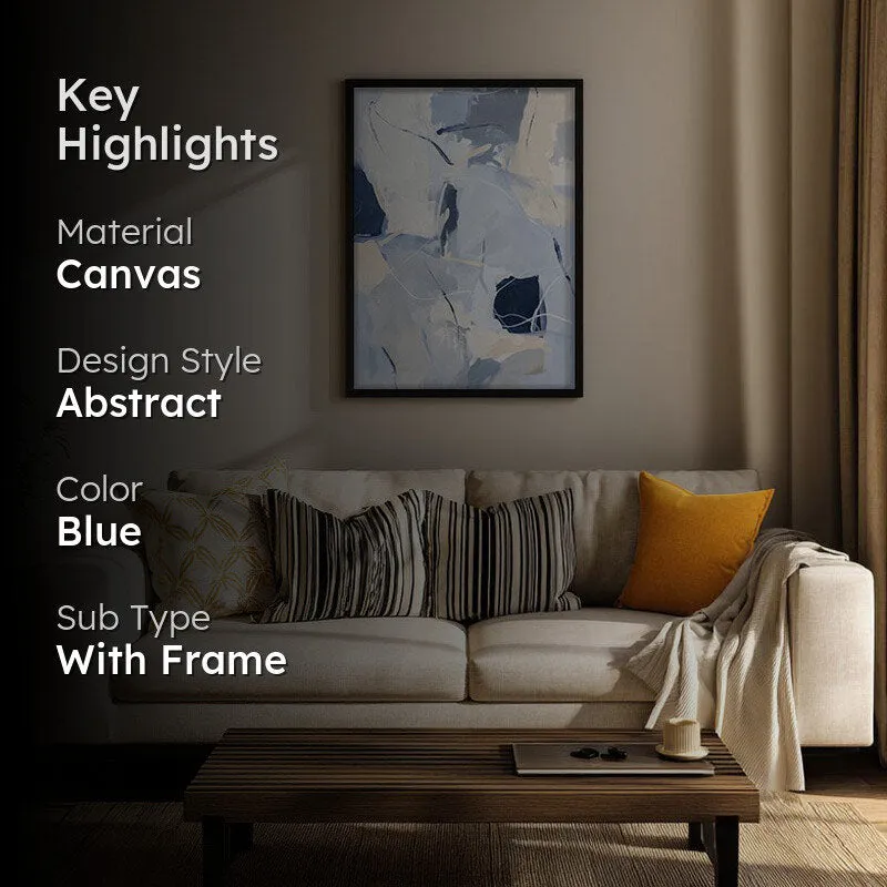Cobalt Flux Framed Canvas Wall Painting media 2