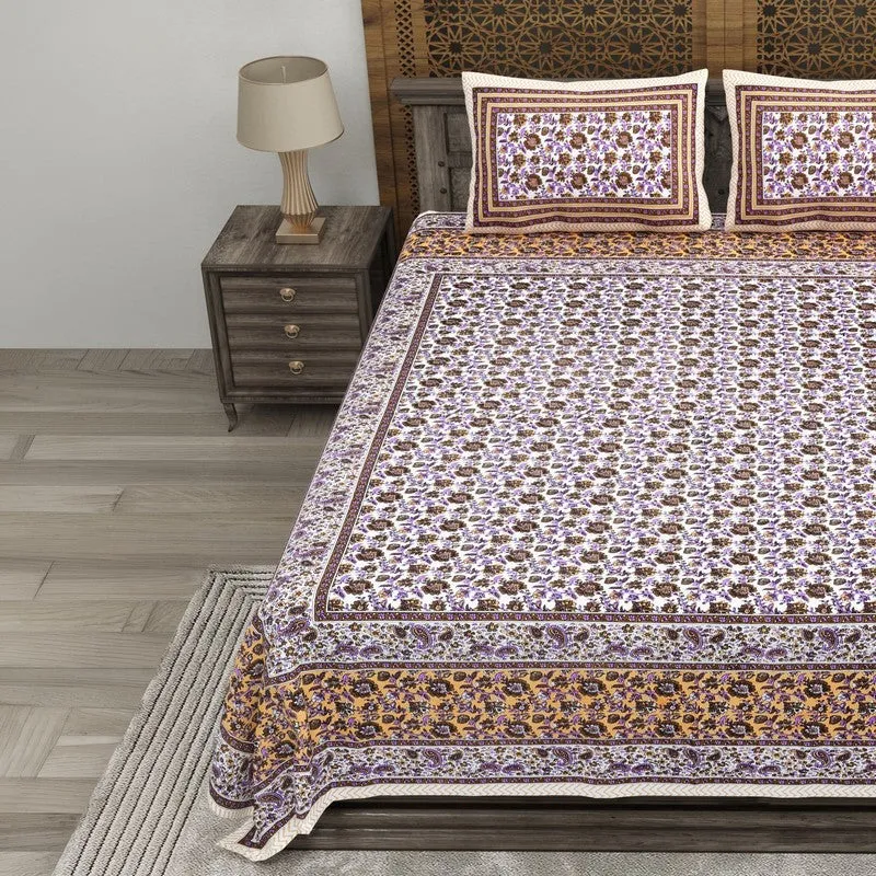 Crafton Cotton Bedsheet (Brown,White) - 240 TC media 3