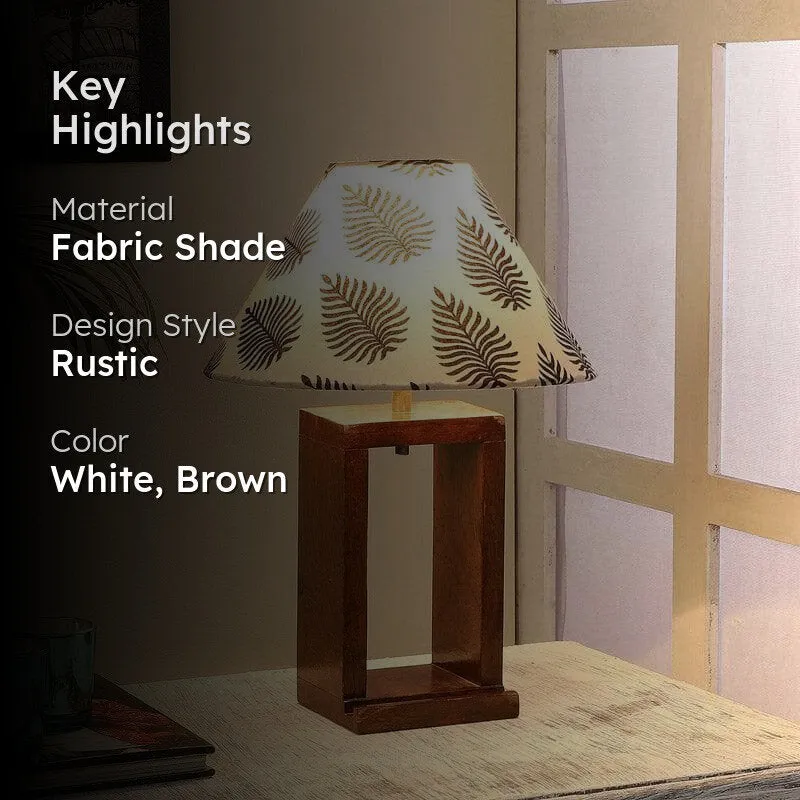 Floro Recto Fabric Table Lamp - White,Brown media 2
