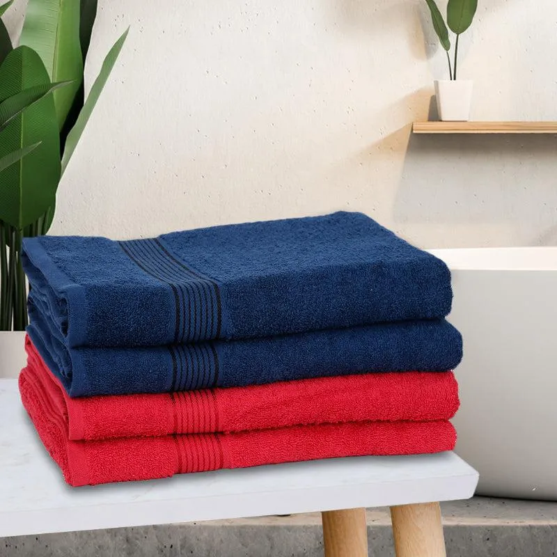 Bodil Bath Towel (Navy Blue & Red) - Set Of Four media 1