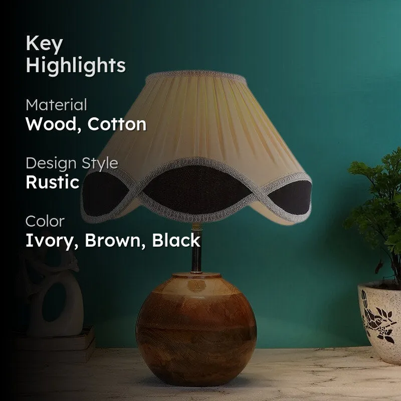 Ignolyn Cotton Table Lamp With Wooden Base - Ivory media 2