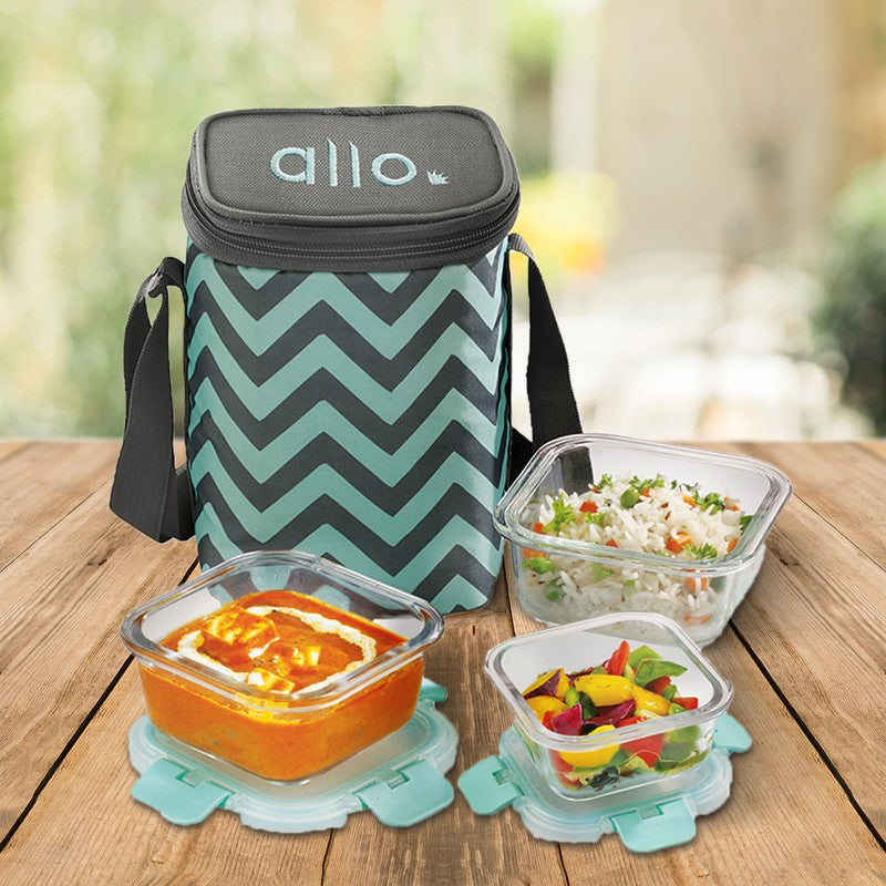 Tifzor Leak Proof Glass Lunch Box with Bag- Set of Three media 4