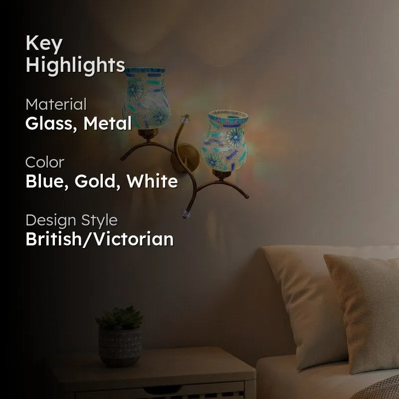 TwinAura Glass Wall Lamp - White & Blue media 2