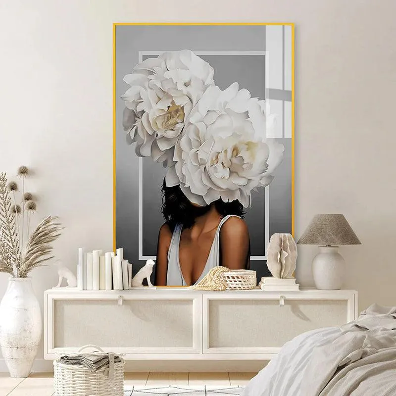 Crown Of Spring Floral Canvas Wall Art With Frame - Gold media 1